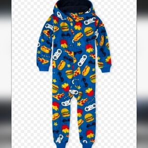 PJ Place Blue Kids One Piece Onesie Gamer cheeseburger 10/12 Cook Guy